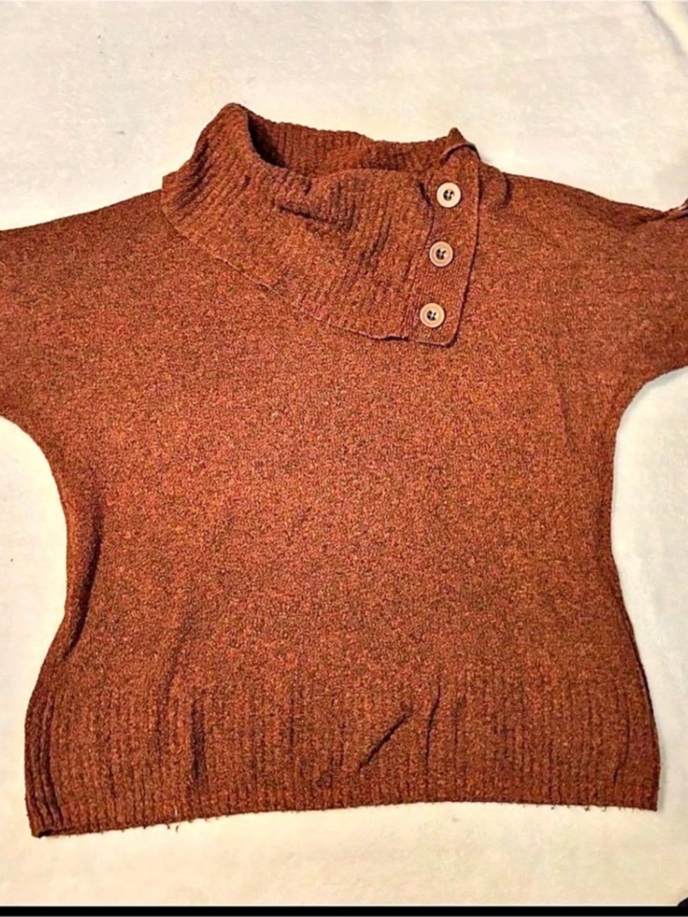 CJ Banks Brown Button Mock Neck Sweater 1X